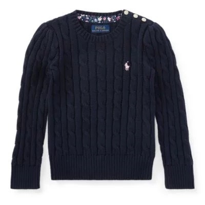 GIRLS 2-6X Cable-Knit Cotton Sweater