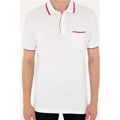 Erkek Regular Fit Polo Yaka Beyaz Tişört