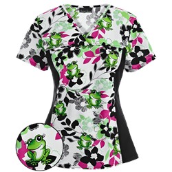 Cherokee Flexibles Scrubs Toad-ally in Bloom Print Top