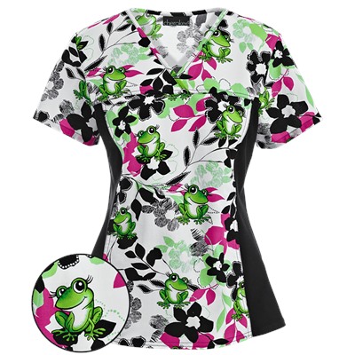 Cherokee Flexibles Scrubs Toad-ally in Bloom Print Top