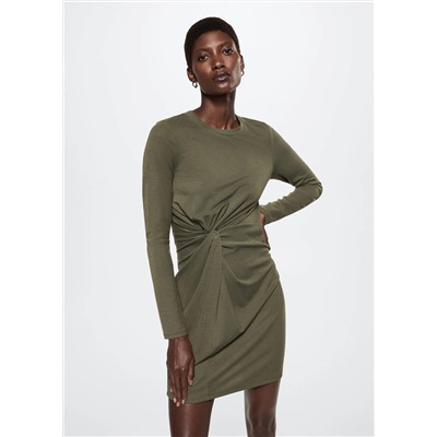Vestido canalé nudo -  Mujer | MANGO OUTLET España