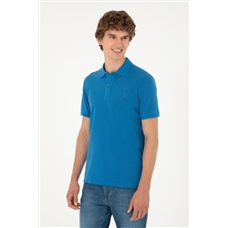 Erkek Slim Fit Polo Yaka Saks Basic Tişört