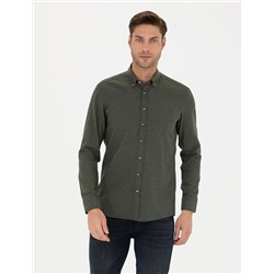 Haki Slim Fit Uzun Kollu Gömlek