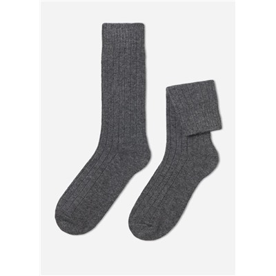 Kurze gerippte Herrensocken mit Wolle und Cashmere
