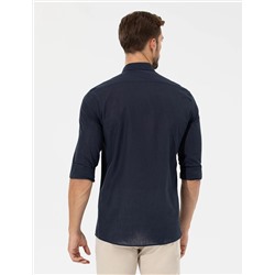 Lacivert Slim Fit Uzun Kollu Gömlek