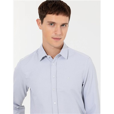 Gri Slim Fit Oxford Gömlek