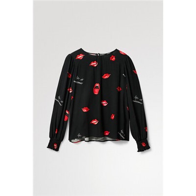 Blusa vaporosa bocas
