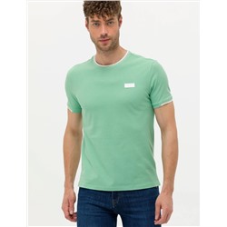 Açık Yeşil Slim Fit Bisiklet Yaka Tişört