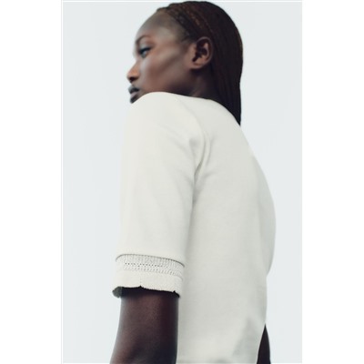RIBBED TOP WITH EMBELLISHED TRIM