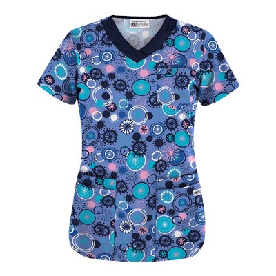 UA Signature Circle Ceil Five-Pocket Print Scrub Top