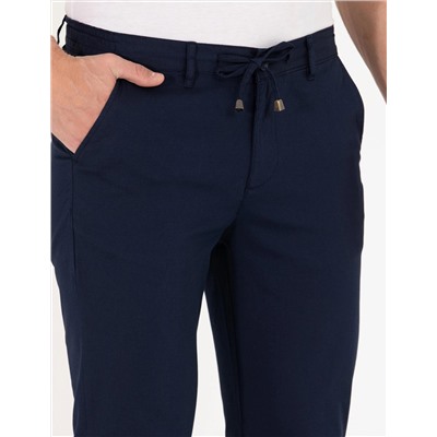 Lacivert Slim Fit Kanvas Pantolon