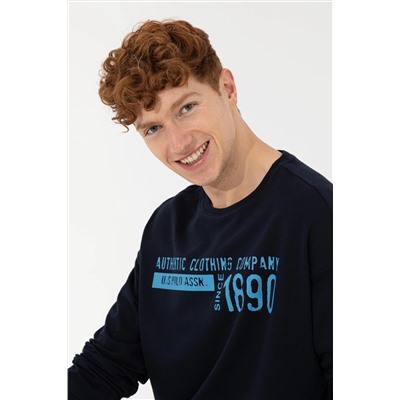 Erkek Lacivert Bisiklet Yaka Sweatshirt