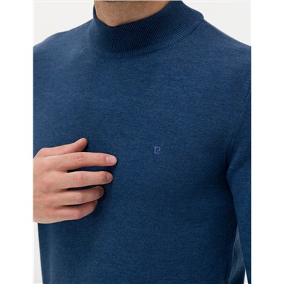 İndigo Melanj Slim Fit Basic Kazak