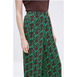 Pantalón palazzo de seda de tiro alto Marrón oscuro