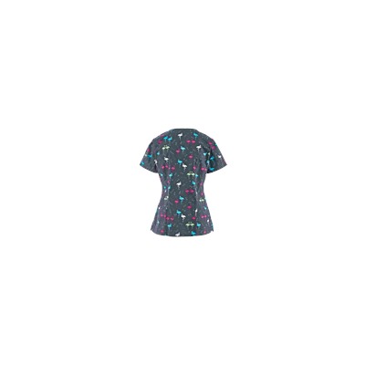 Cherokee Scrubs Ready To Flamingo Print Top