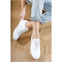 Deripabuc Hakiki Deri Beyaz Kadın Deri Sneaker Vns-m01 VNS-M01