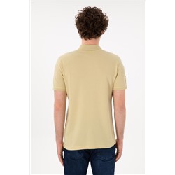 Erkek Slim Fit Polo Yaka Açık Haki Basic Tişört