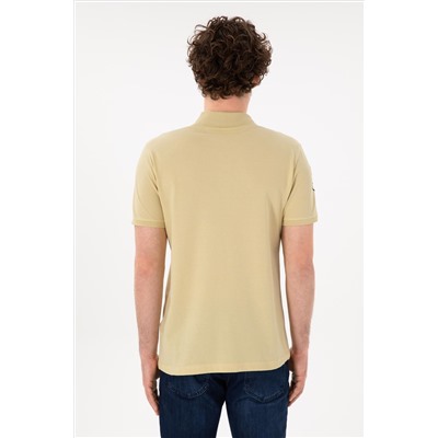 Erkek Slim Fit Polo Yaka Açık Haki Basic Tişört