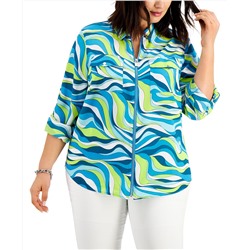 MICHAEL Michael Kors Plus Size Zippered Printed Shirt