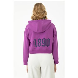 Kadın Violet Kapüşonlu Sweatshirt