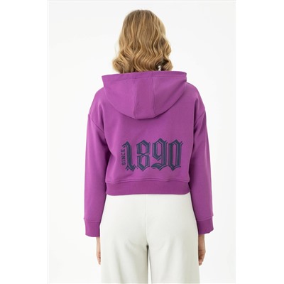 Kadın Violet Kapüşonlu Sweatshirt