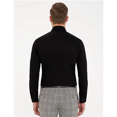 Siyah Ex. Slim Fit Uzun Kollu Klasik Gömlek