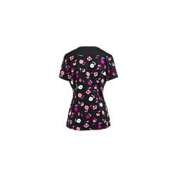 White Cross Scrubs Strike A Posie Print Top