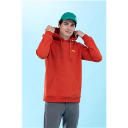 Kiremit Kapüşonlu Basic Sweatshirt