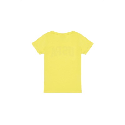 Kız Çocuk Neon Sarı Basic Tişört