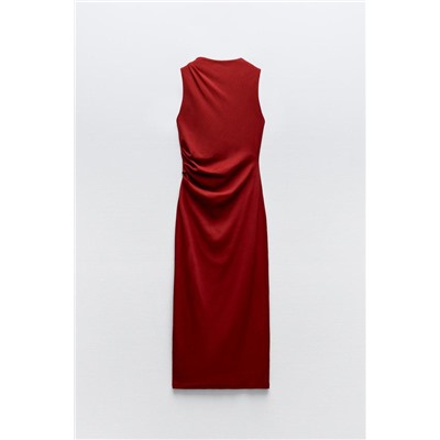 DRAPED RIBBED DRESS