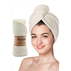 TelvesseKalın Mikrofiber Saç Havlusu Plaj Deniz Havuz Bonesi Kurulama Banyo Saç Kurutma Baş Havlusu Krem