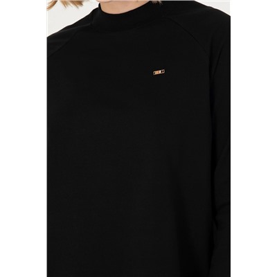 Kadın Siyah Bisiklet Yaka Sweatshirt