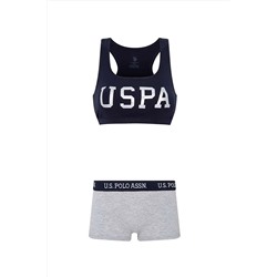 U.S. Polo Assn. Kadın Kalın Askılı Pamuklu Likralı Lacivert Büstiyer & Boxer Seti Q6U6O2K6K4A
