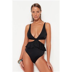TRENDYOLMİLLA Siyah V Yaka Alternatif Kullanımlı Normal Paça Mayokini TBESS23MA00252