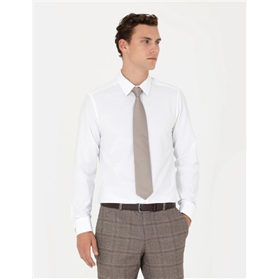 Beyaz Slim Fit Uzun Kollu Basic Gömlek