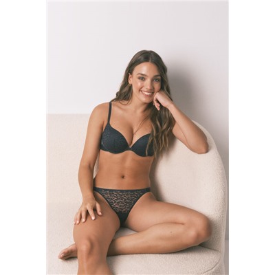 Tanga encaje animal print negro