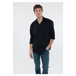 Mavi Siyah Gömlek Loose Fit / Bol Rahat Kesim 0210670-900