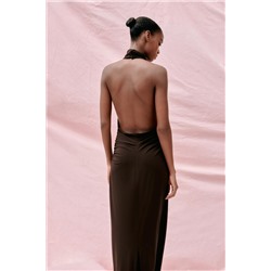 LONG HALTER DRESS WITH OPEN BACK
