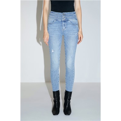 Vaquero skinny fit de tiro alto Azul claro