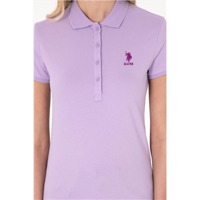 Kadın Lila Basic Polo Yaka Tişört