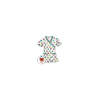 UA Jumpin Jack White Mock Wrap Scrub Top
