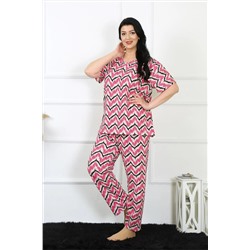 Akbeniz Kadın 5xl-6xl-7xl-8xl Büyük Beden Kısa Kol Pijama Takım 75009