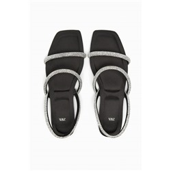 FLAT SANDALS WITH RHINESTONES