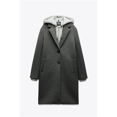 CONTRAST HOODED COAT