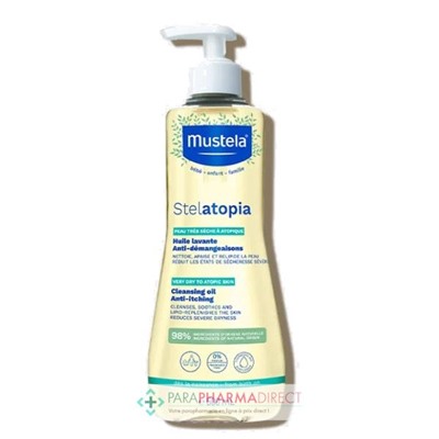 Mustela Stelatopia - Huile Lavante Anti-Démangeaisons - Peau Très Sèche à Atopique - 500ml