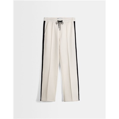 Interlock trousers with side stripes