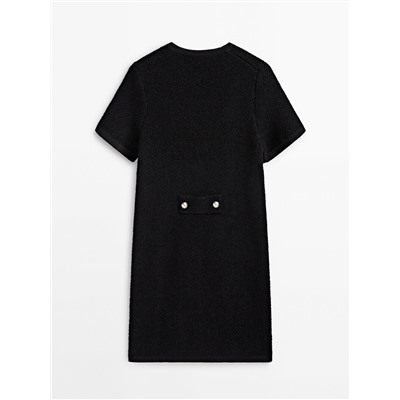 Vestido corto punto mini boucle botones
