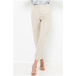 Pantalón slim de lino Beige claro