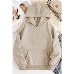 memowearUnisex Bej Oversize Kapüşonlu Sweatshirt