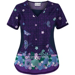 UA Butterfly Chic Grape Scrub Top